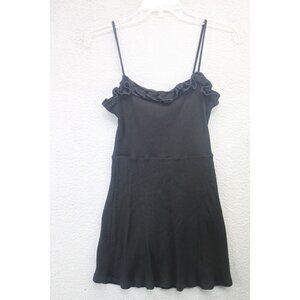 Reformation Black Ribbed Strappy Short Sundress-Small-Stretchy-Goth-Witchy